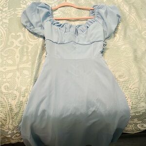 SHEIN Light Blue Puff Sleeve Mini Dress